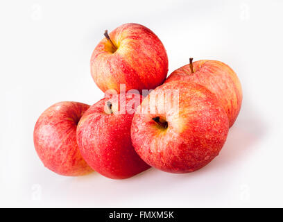 five red apples on isolated background Stock Photo