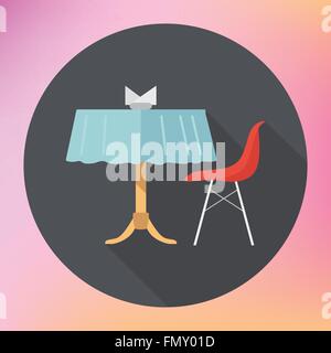 table chair napkins vector flat Stock Vector