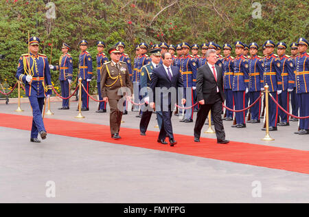 Cairo, Egypt. 13th Mar, 2016. Egypt's President Abdel Fattah al-Sisi meets with Macedonian President Gjorge Ivanov, in Cairo on March 13, 2016 Credit:  Egyptian President Office/APA Images/ZUMA Wire/Alamy Live News Stock Photo