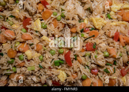 Chicken fried rice close up background image Stock Photo