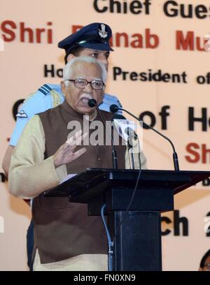 Allahabad, India. 13th Mar, 2016. Uttar Pradesh Governor Ram naik addressing during a programme on the occasion of 150th anniversary celebration of Allahabad Highcourt, in Allahabad, India. Credit:  Prabhat Kumar Verma/Pacific Press/Alamy Live News Stock Photo