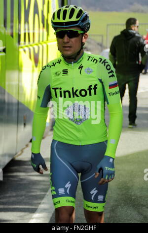 Castelnouovo val di Cecica, italia,11th mar 2016 Evgeni Petrov  au Départ de la 3eme étape de Tirreno - Adriattic 2016 Stock Photo
