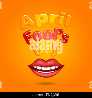 April Fool's Day. Red lips Stock Photo