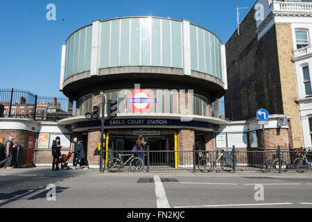 The rear entrance to Earl's Court London Underground station on Warwick Road, south west London, England, U.K. Stock Photo