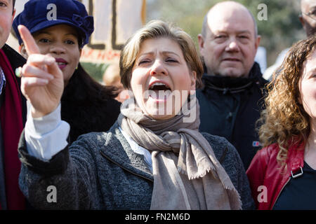 London, UK. 13th March, 2016. 13th March 2016. Shadow Secretary of State for Defence, Emily Thornberry MP at the Housing and Planning Bill protest in London. Credit:  London pix/Alamy Live News Stock Photo