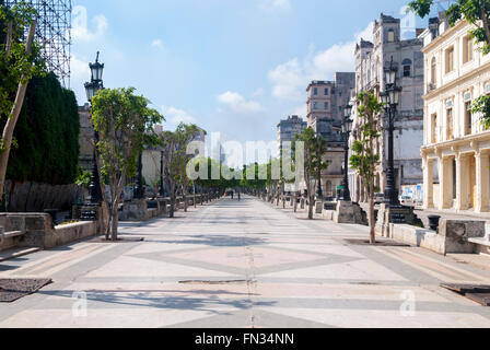 Paseo del Prado is a pedestrian promenade that divides the center of the Paseo Marti one of the main streets in central Havana. Stock Photo