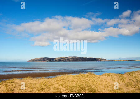 The Great Orme from Morfa Conwy beach in Gwynedd, North Wales. Stock Photo