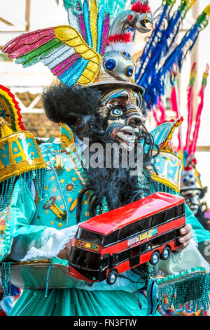 London, United Kingdom - March 13, 2016: St Patrick's Day Parade and Festival at Trafalgar Square. Bolivian traditional dancers Stock Photo