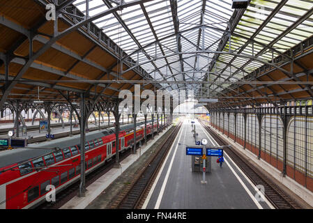 Lubeck Hbf railway station. Is the main railway station of Hanseatic city of Lubeck (Schleswig-Holstein state), Germany Stock Photo