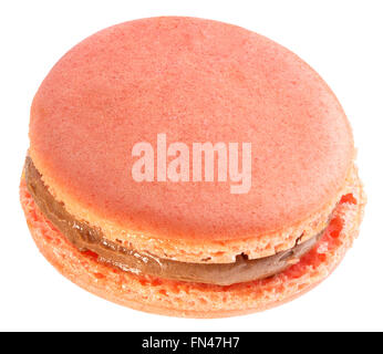 pink macaroon isolated on white background. Stock Photo