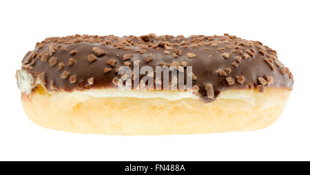 chocolate glazed donut isolated on white background. Stock Photo