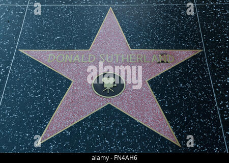 HOLLYWOOD, CALIFORNIA - February 8 2015: Donald Sutherland's Hollywood Walk of Fame star on February 8, 2015 in Hollywood, CA. Stock Photo