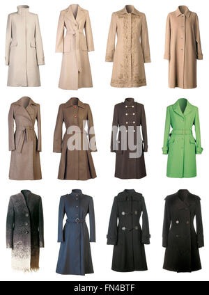 Autumn Woolen Coats Isolated on White Background Stock Photo