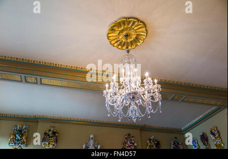 Beautiful crystal glass chandelier in the Court Room, Fishmongers' Hall, London EC4 Stock Photo