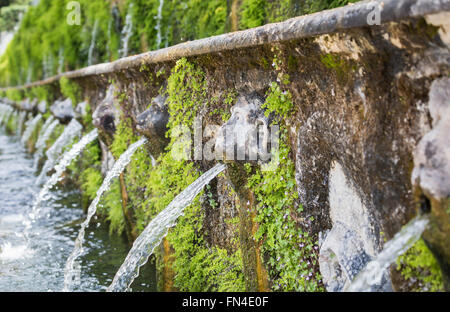 The Hundred Fountains (Le Cento Fontane) in the formal gardens, Villa d'Este, a villa in Tivoli, near Rome, Italy Stock Photo