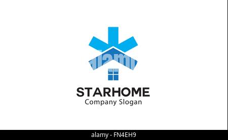 Star Home Hexagonal Blue Logo Vector Symbol Design Illustration Stock Vector