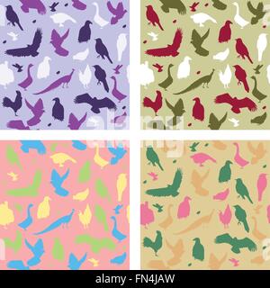 vector illustration of different colorful birds silhouette Stock Vector