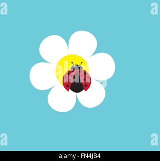 vector illustration of a lady bug on the flower Stock Vector