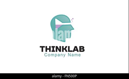 A vector illustration of a human head and laboratory logo Stock Vector ...