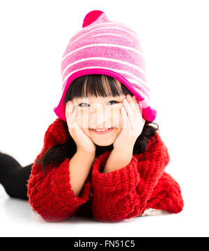 Happy little girl in winter wear Stock Photo