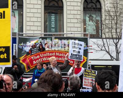 New York City, 14th March, 2016. Day of Peace and Solidarity Rally at 34th Street Herald Square, followed by a March to United Nations in New York City. Credit:  Mark Apollo/Alamy Live News Stock Photo