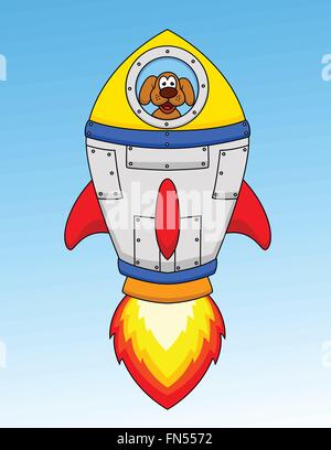 Cartoon Dog Astronaut In Spaceship Stock Vector