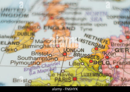 Beautiful photo of a map of England and the capital London . Stock Photo