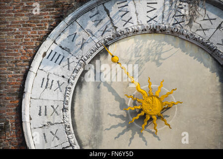 Ancient 24 hour clock on the church of San Giacomo di Rialto on St. James square in Venice, Italy Stock Photo