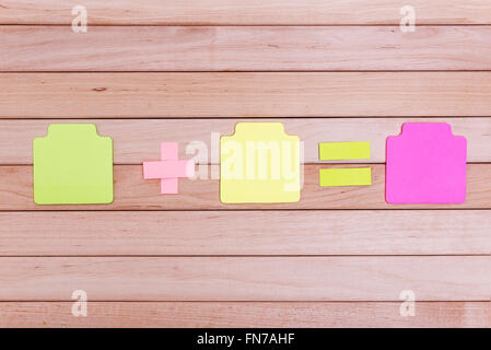 Stickers on a wooden board. Stock Photo