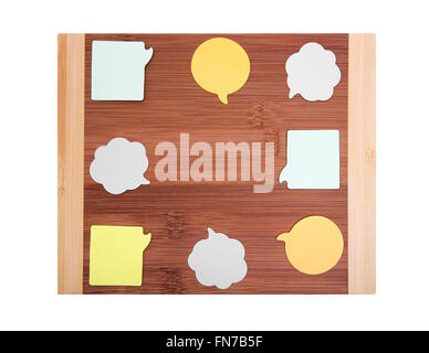 Stickers on a wooden board. Stock Photo