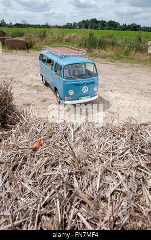 Blue Volkswagen Type 2 camper van with Uruguay number plate in traffic ...