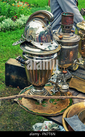 The market of ancient items and arts in a historic district of Zadviniye.Festival of arts “Slavianski bazaar in Vitebsk - 2009”. Stock Photo