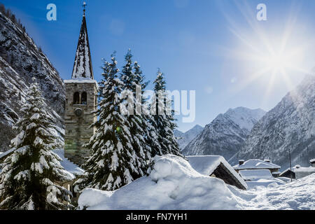 Idyllic winter landscape in the Alps Stock Photo