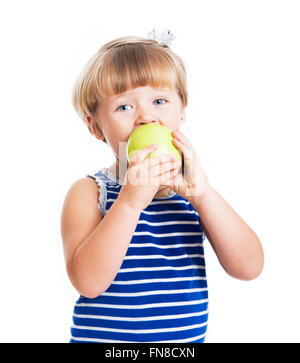 Sweet girl eating an apple Stock Photo
