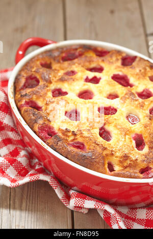 Cottage cheese casserole with raspberry Stock Photo