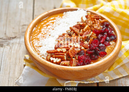 Carrot cake smoothie in a bowl Stock Photo