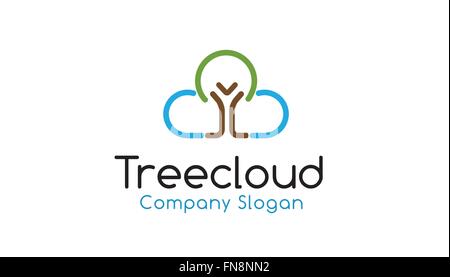 Tree Cloud Logo Vector Symbol Design Illustration Stock Vector