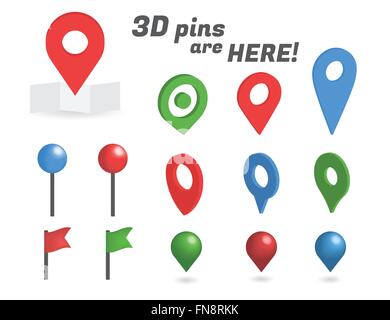 Isometric 3d map with location pins. Gps navigation vector background ...