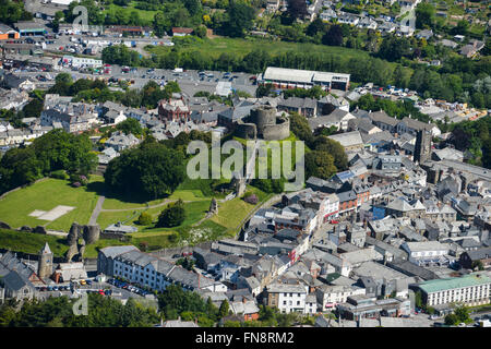 An aerial view of Launceston Castle in Cornwall Stock Photo