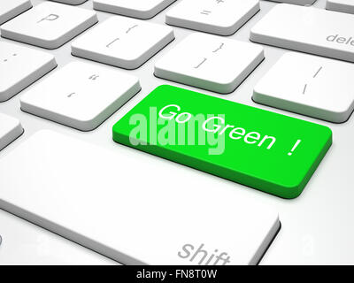 Green recycling on modern  keyboard Stock Photo