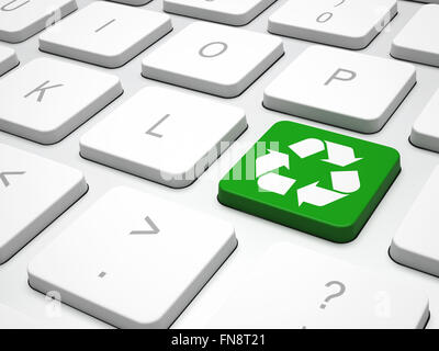 Green recycling on modern  keyboard Stock Photo