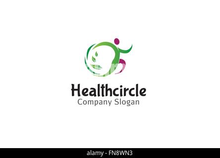 Health Circle Body Running Design Symbol Logo Vector Stock Vector