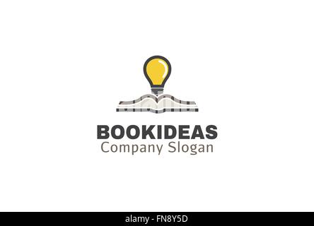 Book Ideas Bulb Lamp Logo Vector Symbol Design Illustration Stock Vector