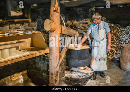 Cheese maker in a cheese dairy, Open Air Museum Ballenberg, Bern,  Switzerland Stock Photo - Alamy