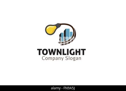 Town Light Bulb Logo Vector Symbol Design Illustration Stock Vector