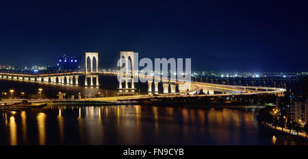 Sai Van Bridge at night, Macau, China Stock Photo