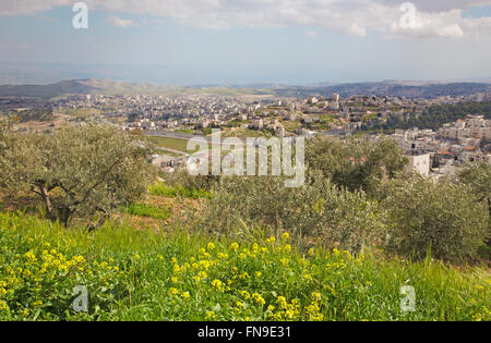 Jerusalem - The outlook from Mount of Olives to east. Stock Photo