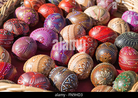painted easter eggs on the local fair Stock Photo