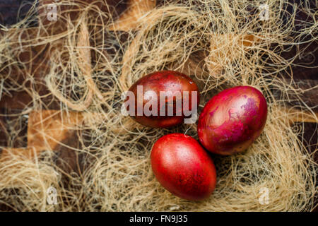 Red painted Easter eggs Stock Photo