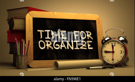 Time for Organize Handwritten by white Chalk on a Blackboard. Stock Photo